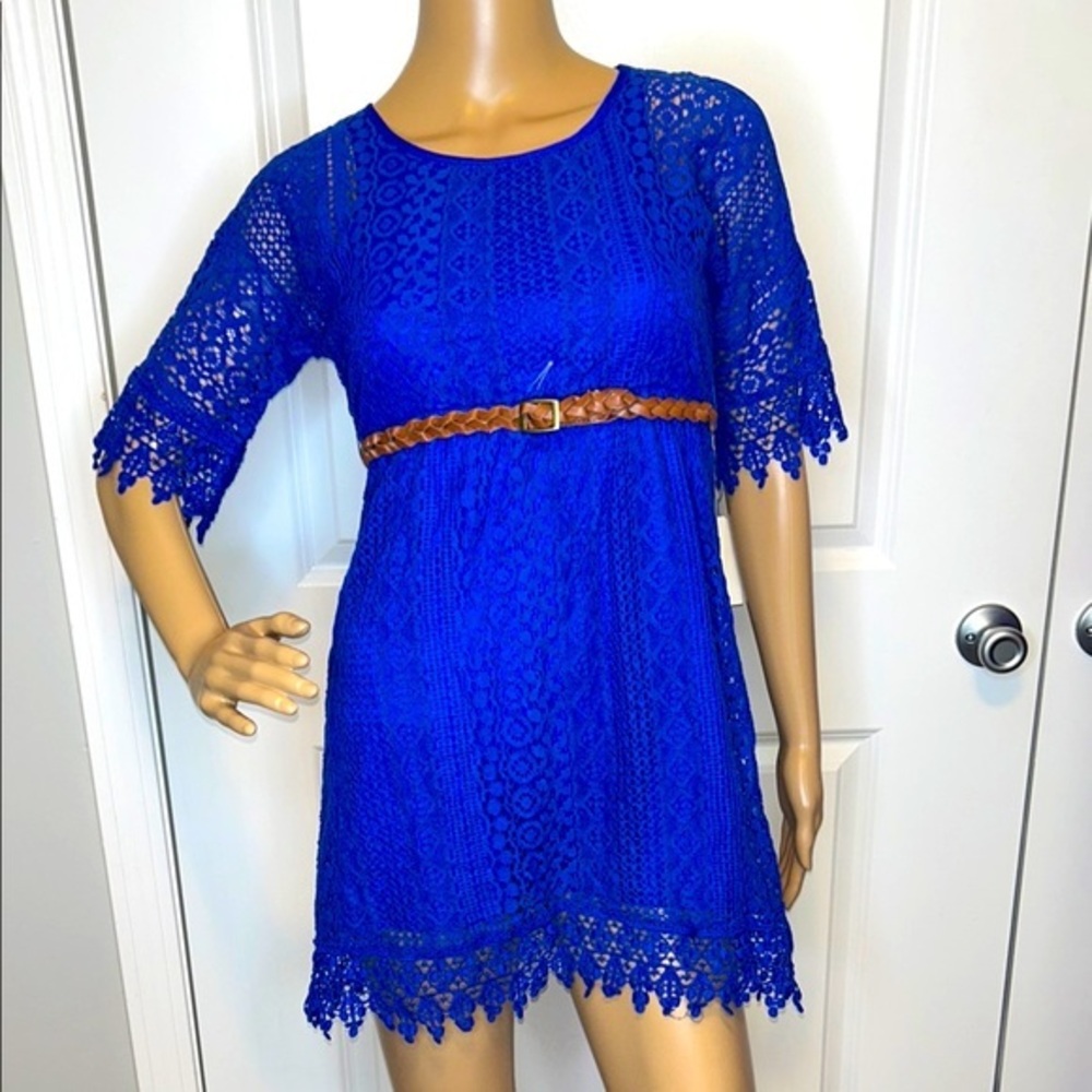 My Michelle Girls Blue Lace Kids Casual Dress size 10 New With Tags